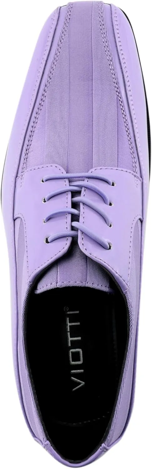 Viotti 179, Casual Dress Oxford Shoes for Men, Satin Striped Lace-Ups, Men's Business Casual Leather & Satin Shoe, for All Formal Occasions