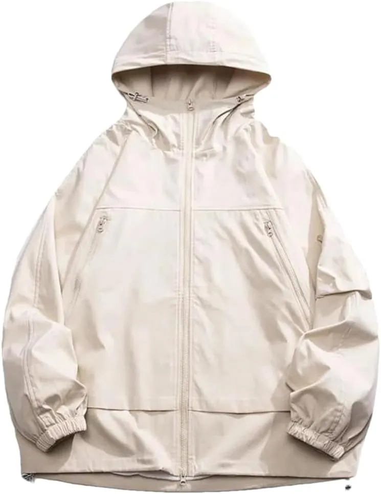 Vsadsau Oversized Hooded Jacket Harajuku Men Streetwear Hip Hop Solid Zipper Hiking Couple Coat