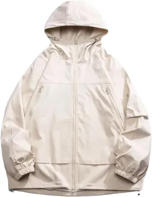 Vsadsau Oversized Hooded Jacket Harajuku Men Streetwear Hip Hop Solid Zipper Hiking Couple Coat