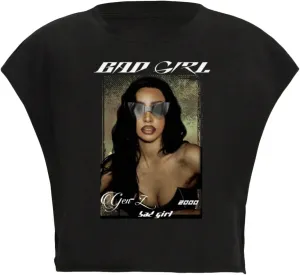 WDIRARA Women's Graphic Print Cap Sleeve Crop Top Crewneck Short Sleeve Tee Y2k T Shirt