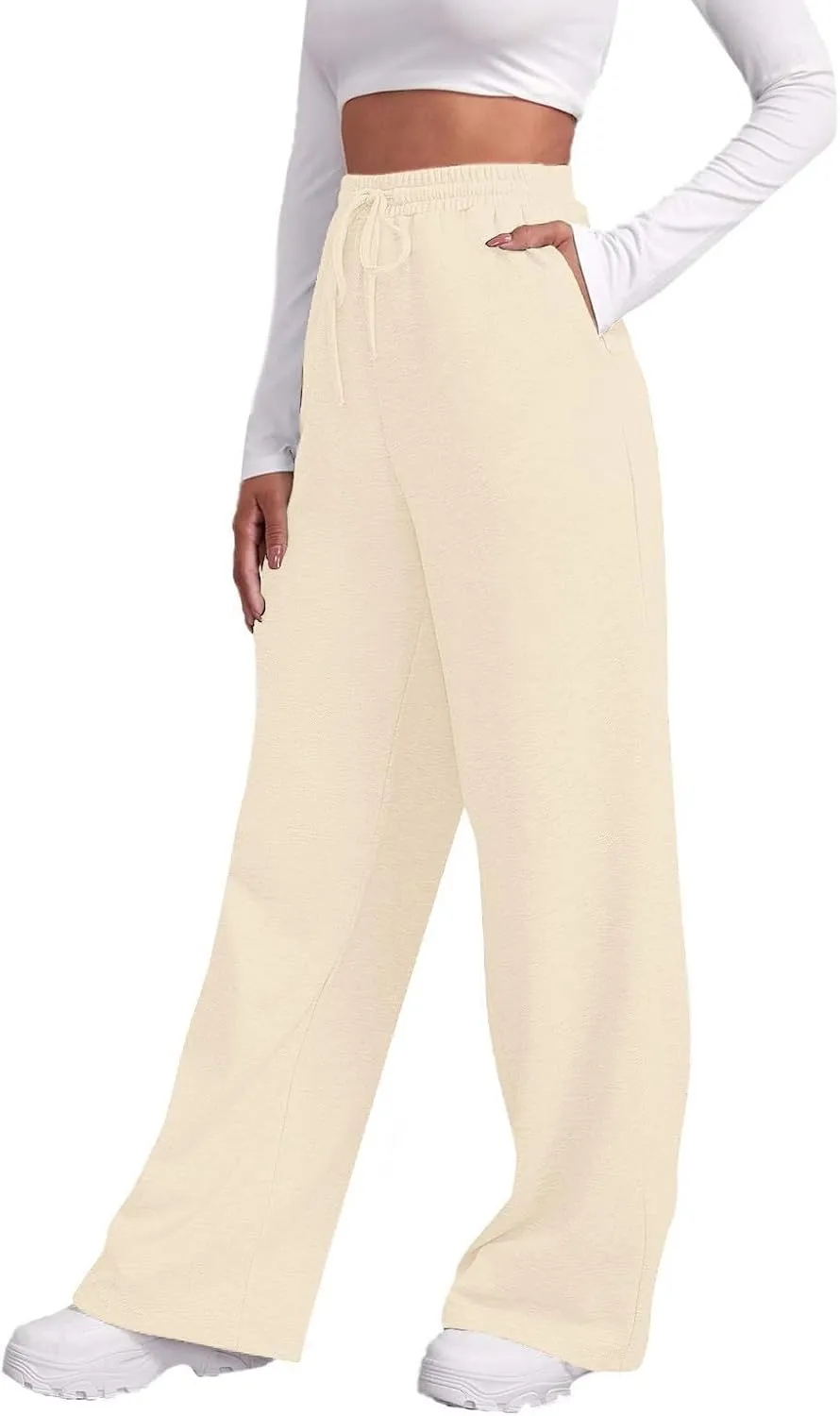 Wide Leg Sweatpants Women Baggy High Waisted Y2k Athletic Sweat Pants Casual Comfy Cotton Joggers with Pockets