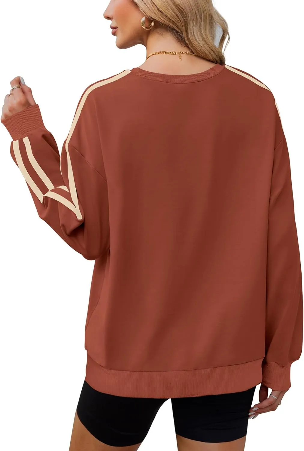 WIHOLL Womens Sweatshirts Oversized Long Sleeve Pullover Striped Shirts Crewneck Fall Outfits Y2K Preppy Clothes