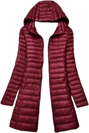 Winter Women Midi Long Hooded Jacket Down Coat Parka Ladies Warm Puffer Outerwears