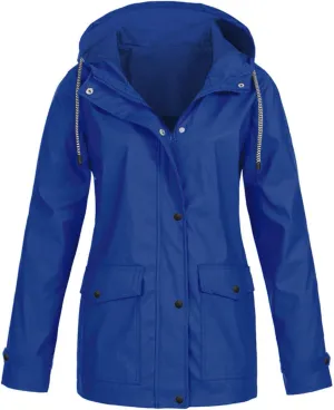 Wkishenl Rain Jacket Women 2024 Summer Fall Lightweight Outdoor Jackets Zip Waterproof Hooded Raincoat with Pockets