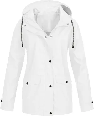 Wkishenl Rain Jacket Women 2024 Summer Fall Lightweight Outdoor Jackets Zip Waterproof Hooded Raincoat with Pockets