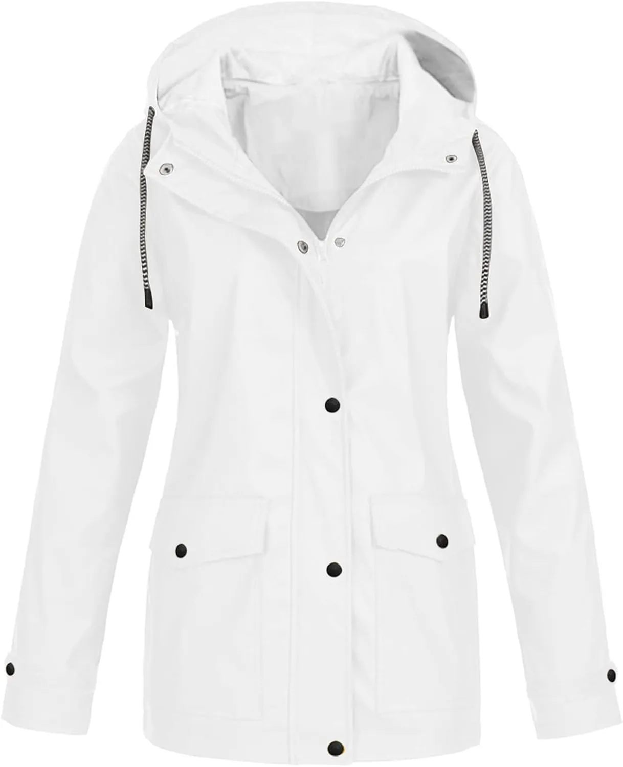 Wkishenl Rain Jacket Women 2024 Summer Fall Lightweight Outdoor Jackets Zip Waterproof Hooded Raincoat with Pockets