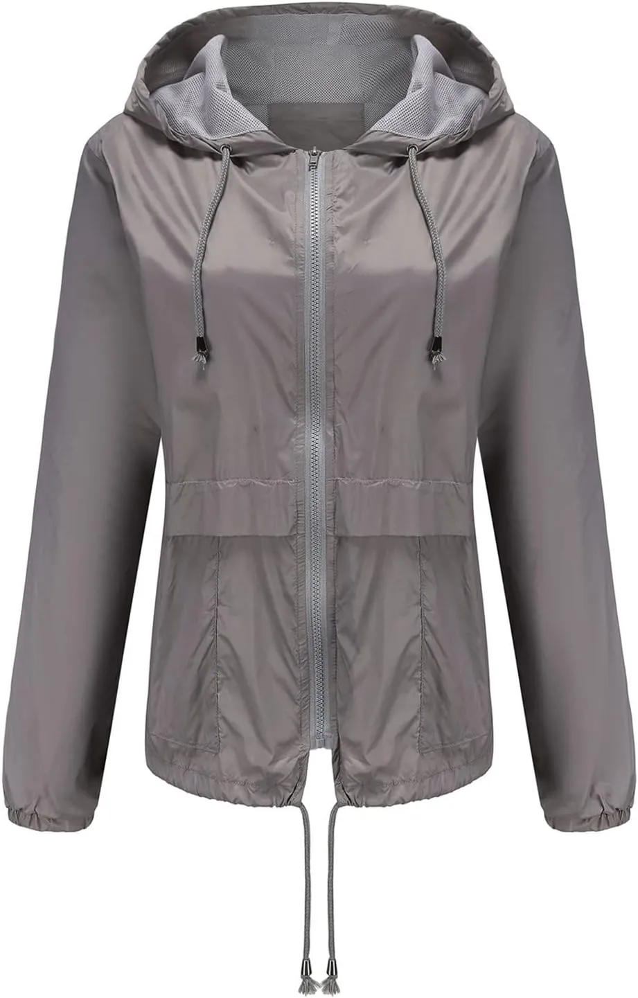 Wkishenl Rain Jacket Women Solid Summer Fall Outdoor Jackets Lightweight Hooded Windproof Trench Coats Zip Raincoat