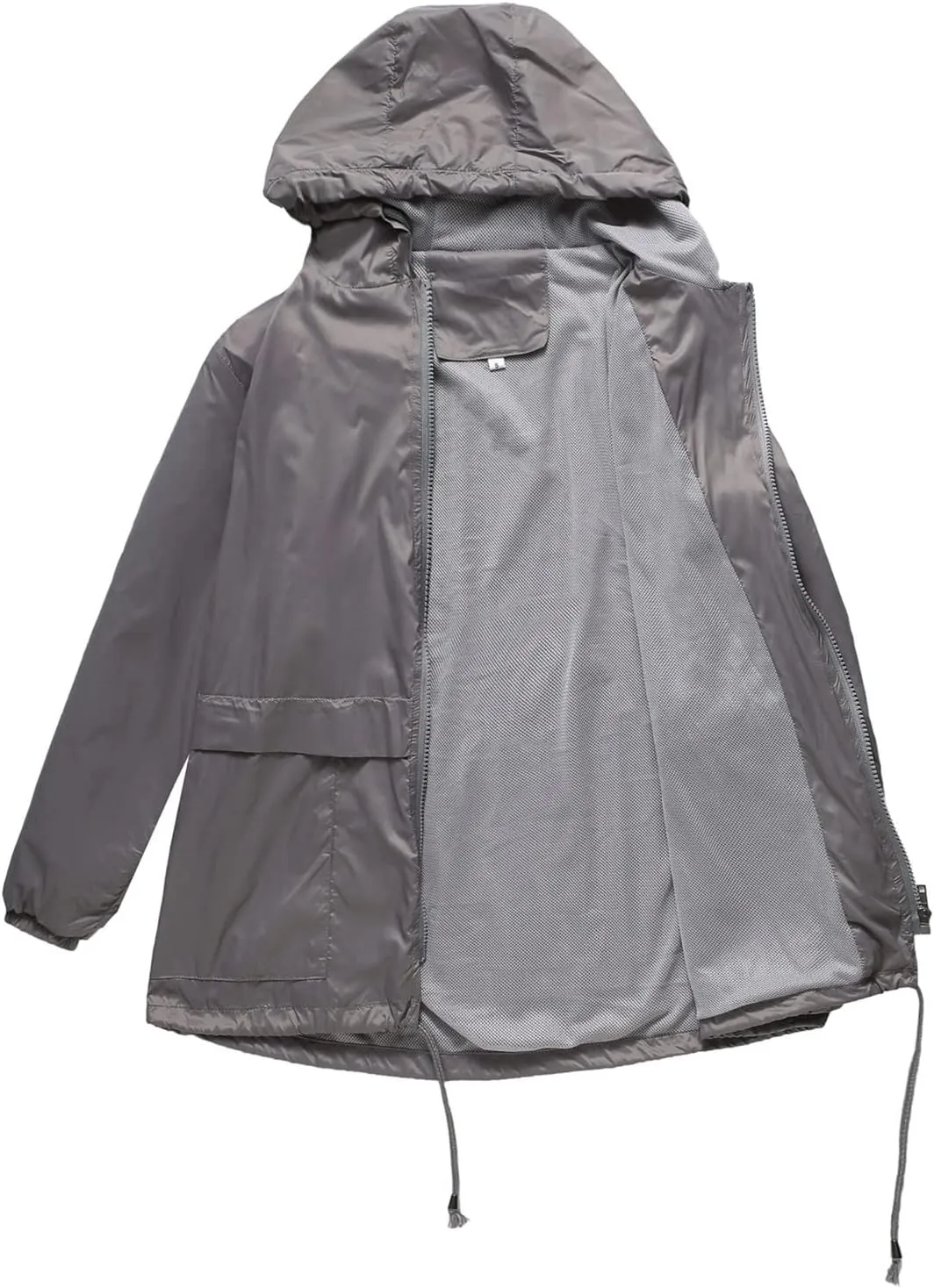 Wkishenl Rain Jacket Women Solid Summer Fall Outdoor Jackets Lightweight Hooded Windproof Trench Coats Zip Raincoat