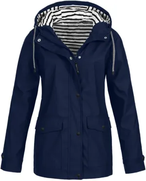 Wkishenl Womens Rain Coat Waterproof Active Outdoor Rain Jacket Lightweight Zip Up Fall Raincoat Windbreaker with Hood