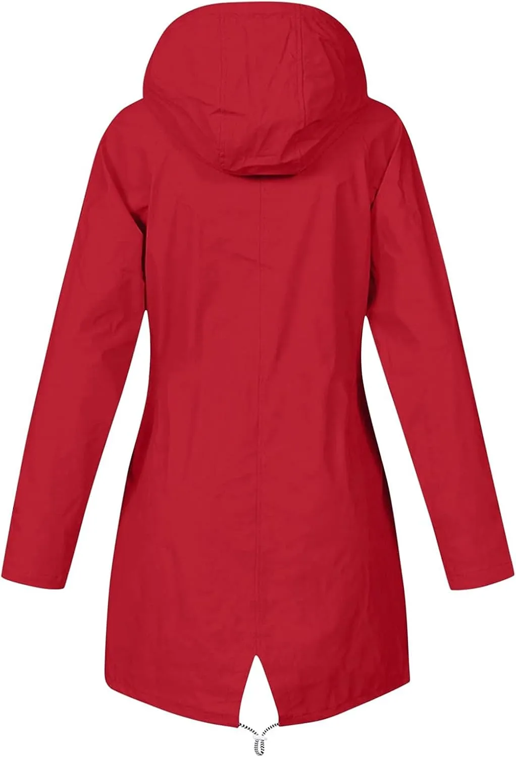 Wkishenl Womens Rain Jacket Zipper Lace Up Waterproof Hooded Long Trench Coats Striped Lined Windbreaker Travel Jacket