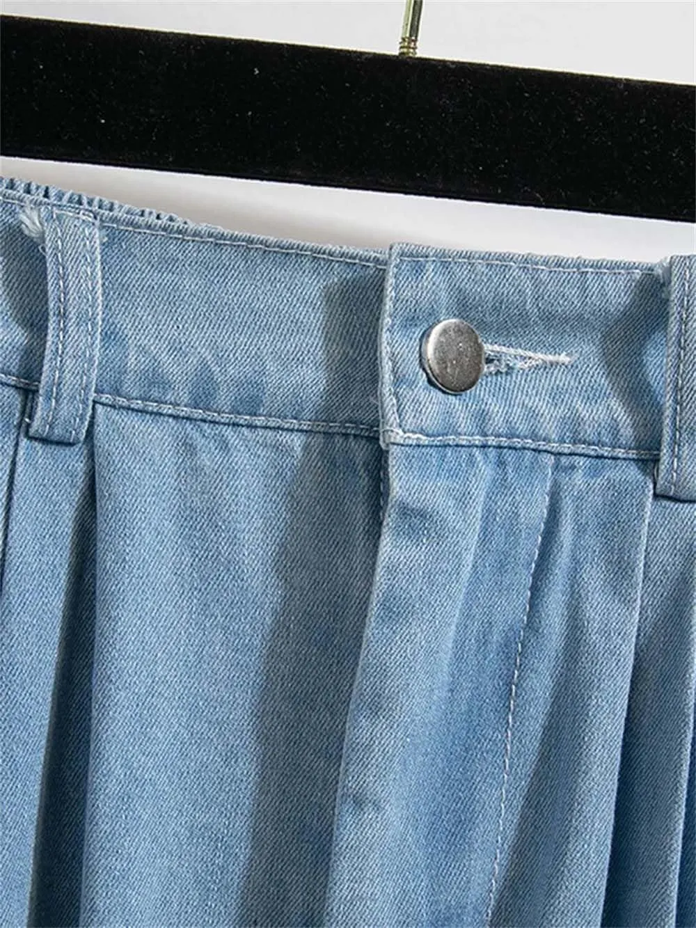 Women Casual High Waist Denim Long Skirt Vintage Solid A-Line Button-Fly Jean Skirts