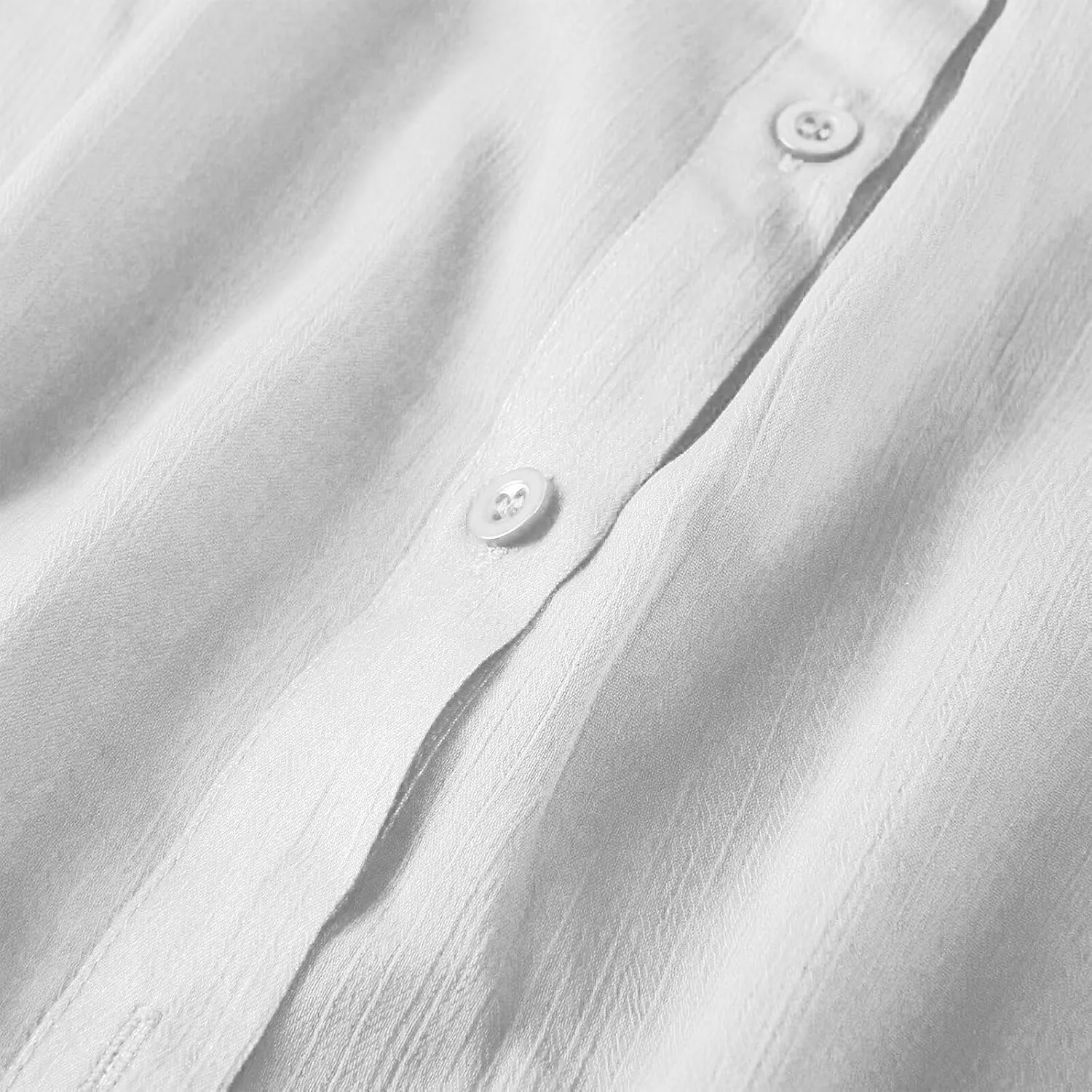 Women Collar V Neck Sheer Shirt See Through Button Down Split Blouse Top