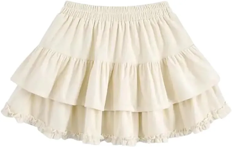 Women Mini High Waist Skirt Summer Irregular Pleated Fluffy A-Line Slim Mini Skirts