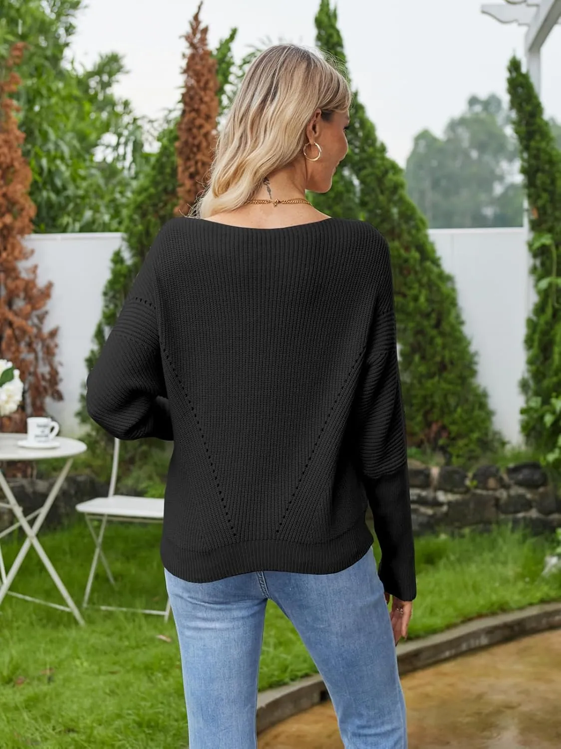 Women Off The Shoulder Sweater Batwing Long Sleeve Loose Fit Knit Pullover Tops Casual Fall Jumper Tops 2024