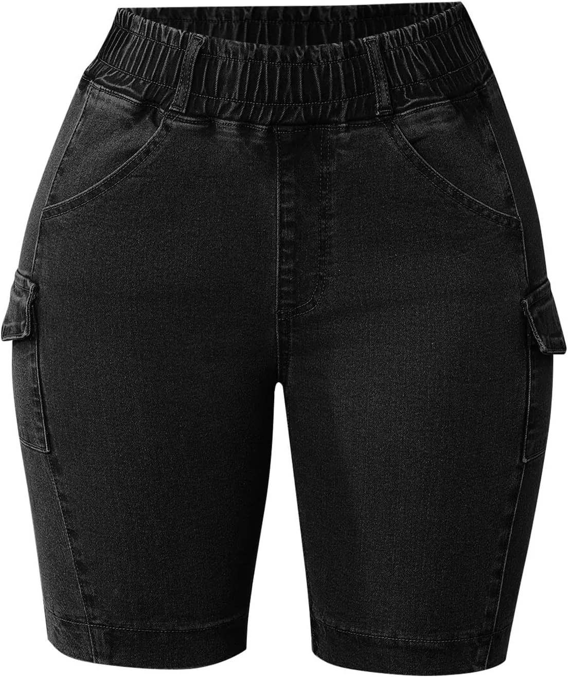 Women Plus Size Jean Shorts Sexy Stretchy High Waisted Frayed Raw Hem Denim Shorts Plus Size Sexy Jean