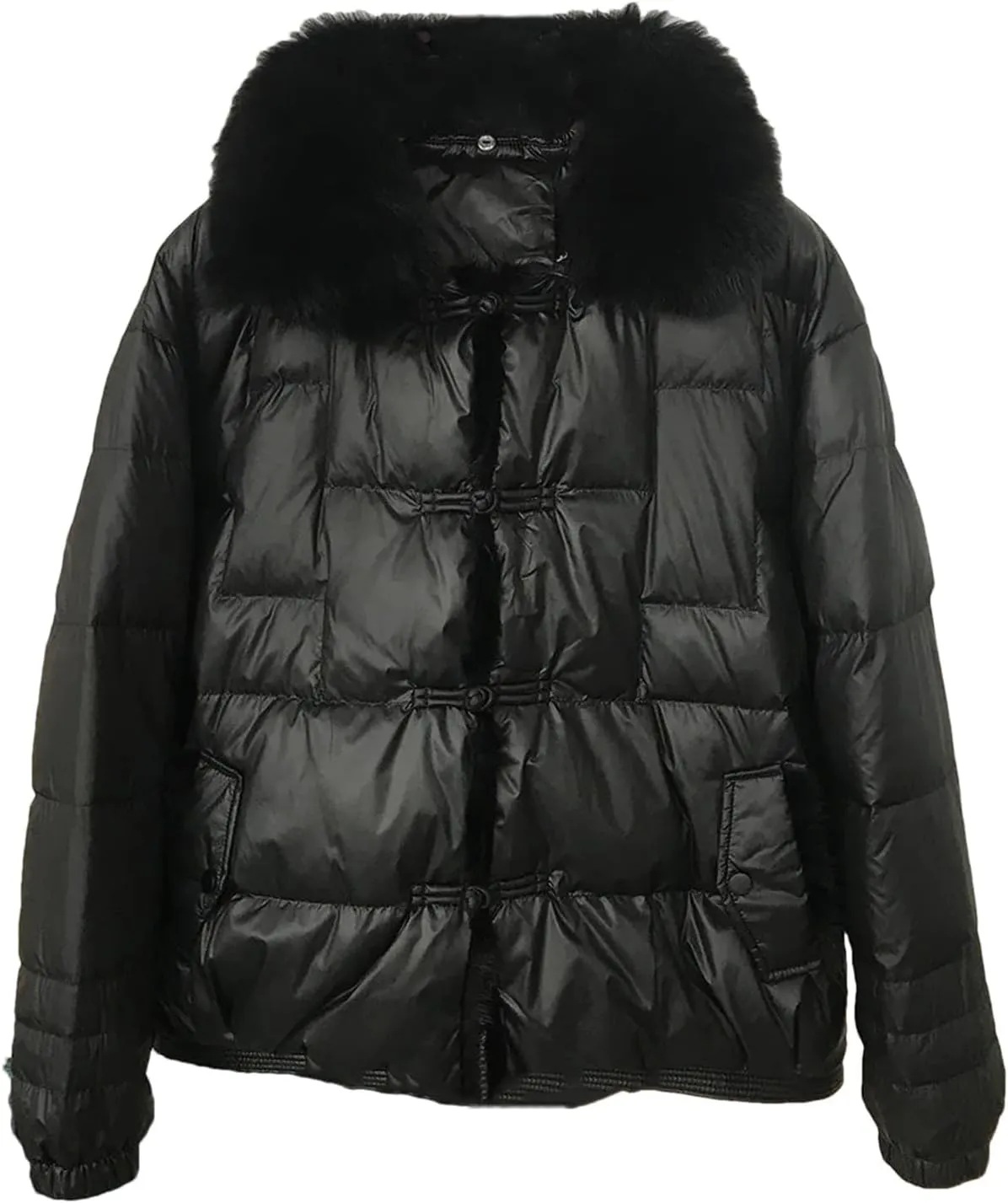 Women Winter White Duck Down Jacket Short Warm Puffer Coat Loose Vintage Parka