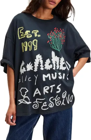 Women Y2k Floral Graphic Print Oversized Tshirts Cute Flower Aesthetic Baggy Tees Top Summer Teen Girl Coastal Clothes