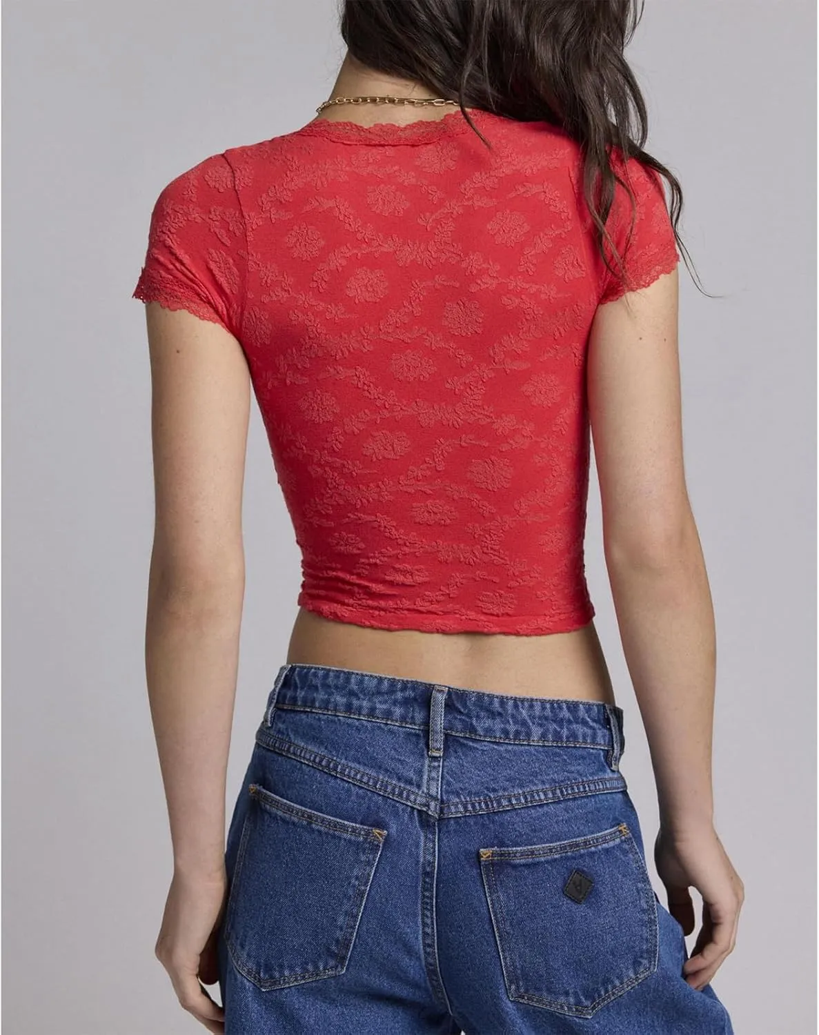 Women Y2k Lace Short Sleeve Shirt V Neck Low Cut Solid Color Cropped Shirts Slim Fitted Going Out Crop Tops