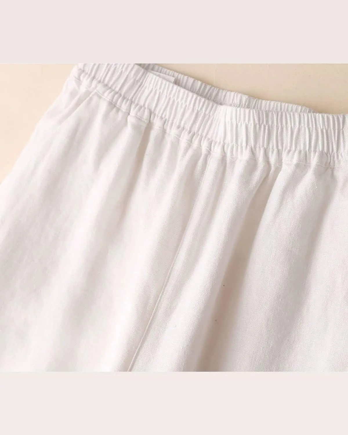 Women's 100% Linen Wide Leg Pants Casual Loose High Waisted Flowy Palazzo Trousers with Pockets