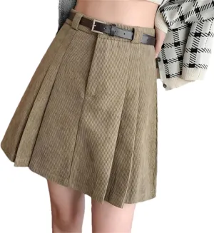 Women's A-Line High Waist Mini Pleated Skirt  Fashion Corduroy Casual Short Tennis Skirt Lightweight Golf Skirt