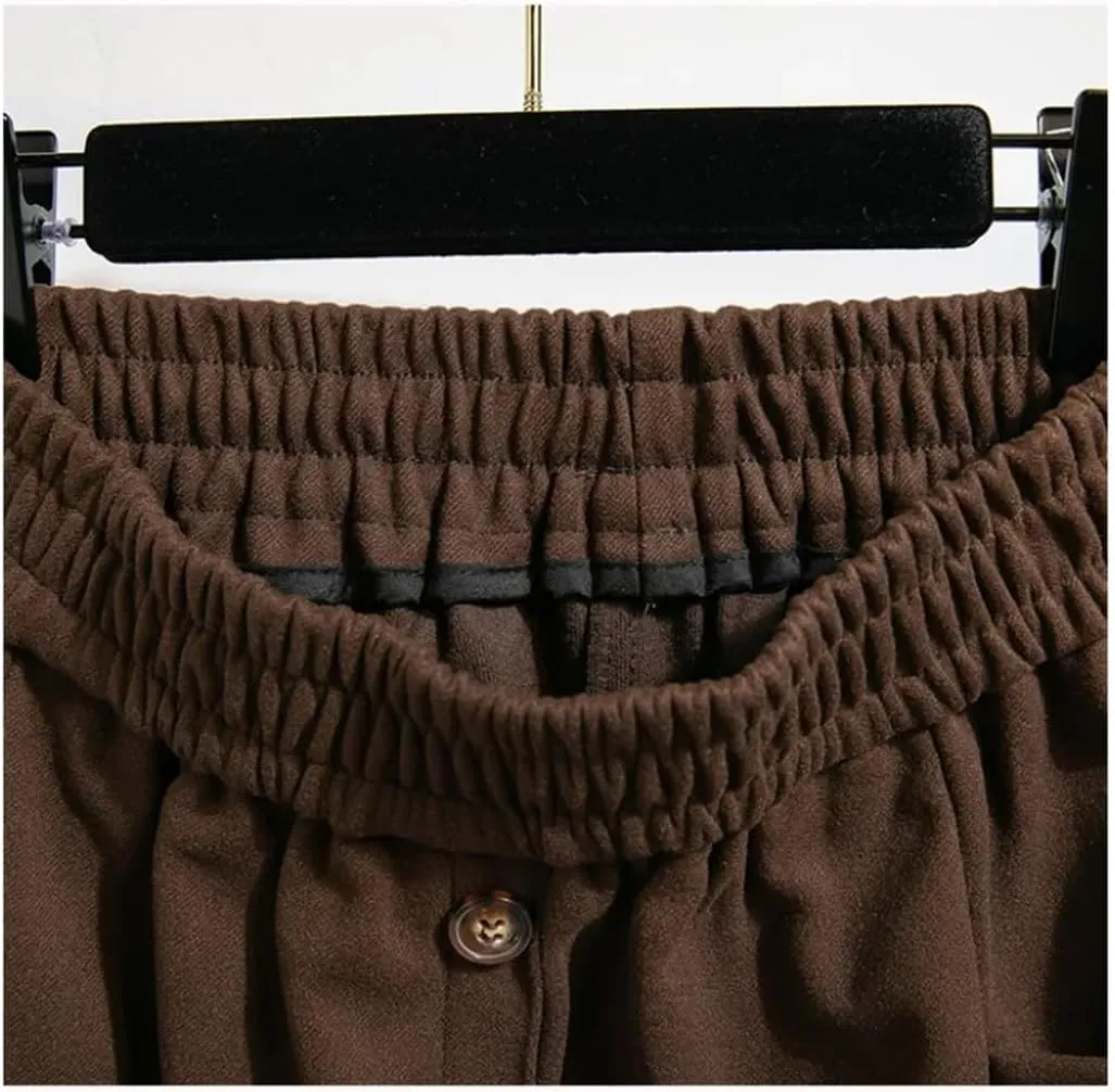 Women's Autumn Winter Korean Fashion Basics High Waist Single Breasted Long A-Line Pleated Skirt