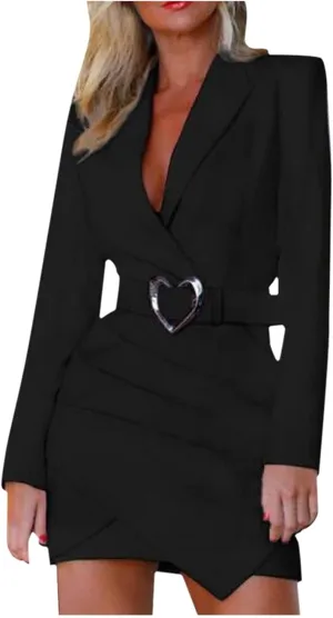 Women's Bodycon Blazer Dress Slim Fit Wrok Office Business Dress Long Sleeve Suit Sets Pencil Dress Formal Uniform