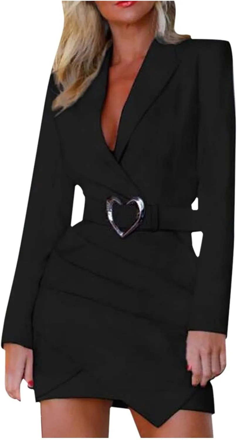 Women's Bodycon Blazer Dress Slim Fit Wrok Office Business Dress Long Sleeve Suit Sets Pencil Dress Formal Uniform