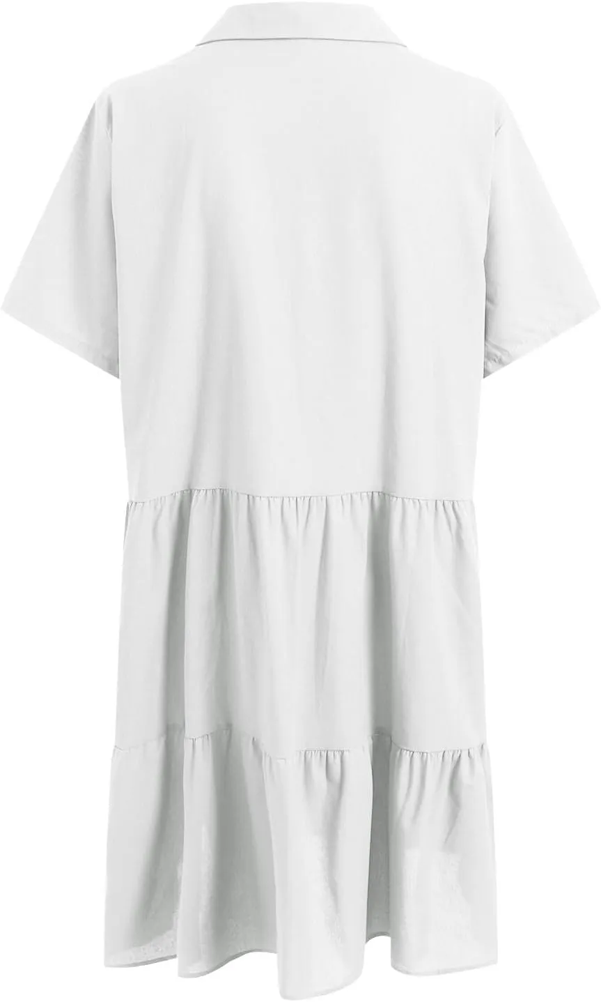 Women's Casual Crew Neck Dress for Women Short Sleeve Tunic Beach Dresses Summer