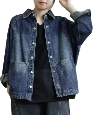 Women's Denim Jackets Solid Outerwears Pocket Spring Autumn Female Jeans Korean Coat