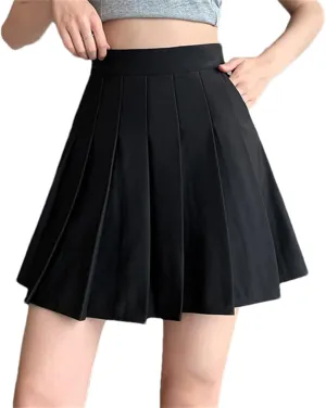 Women's Elastic High Waist Pleated A-Line Short Mini Skirt for Summer Lightweight Golf Skirt
