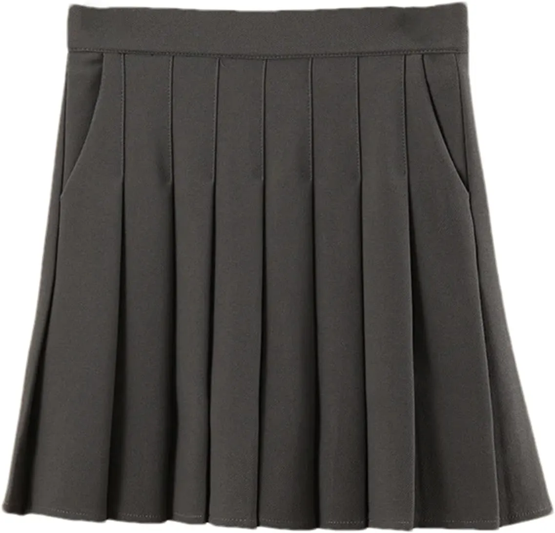 Women's Elastic High Waist Pleated Pockets A-Line Slimming Mini Short Skirt Tennis Skirts