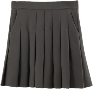 Women's Elastic High Waist Pleated Pockets A-Line Slimming Mini Short Skirt Tennis Skirts