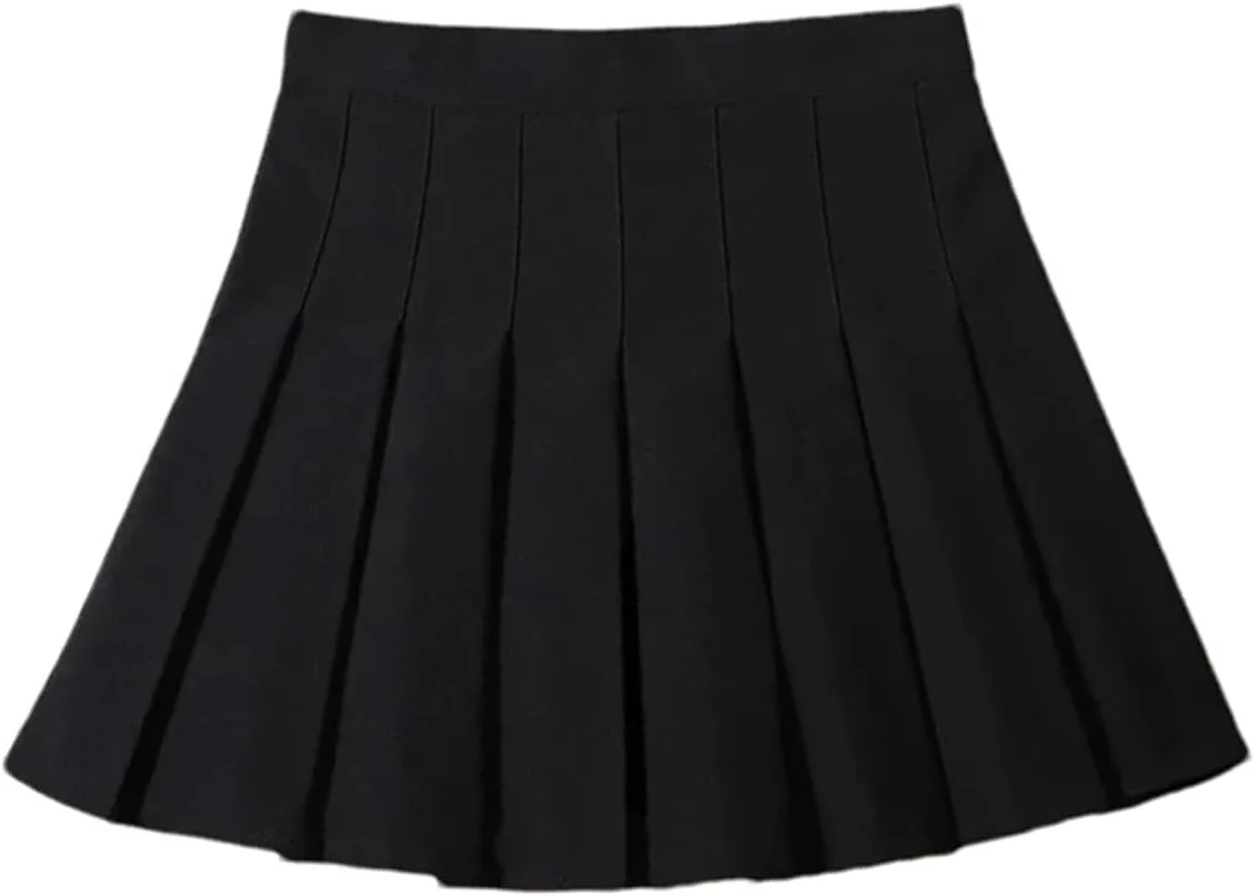 Women's Fashion Pleated A-Line Mini Short Skirt with Elastic Waist for Ladies Girls