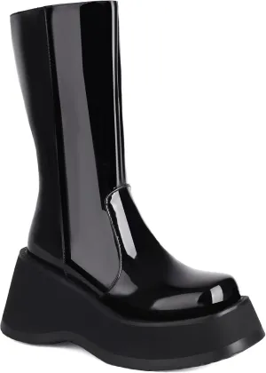 Women's Goth Platform Wedge Boots, Comfortable Chunky Mid Heel Combat Boots, Cute Gothic Ankle Boots Shoes
