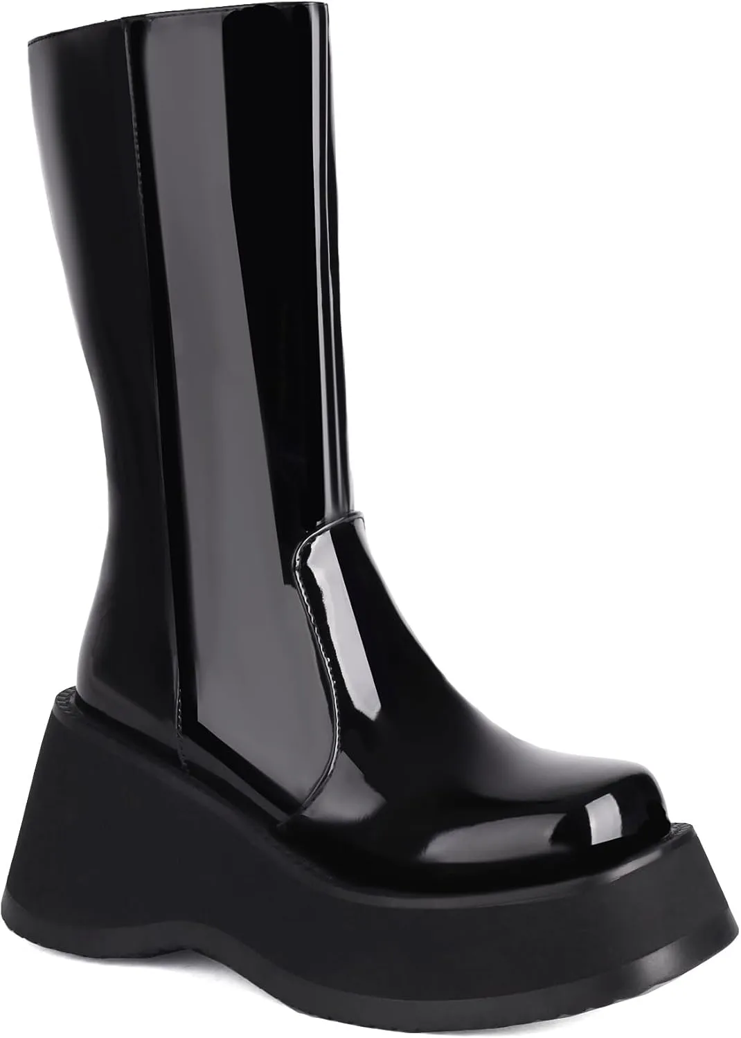 Women's Goth Platform Wedge Boots, Comfortable Chunky Mid Heel Combat Boots, Cute Gothic Ankle Boots Shoes