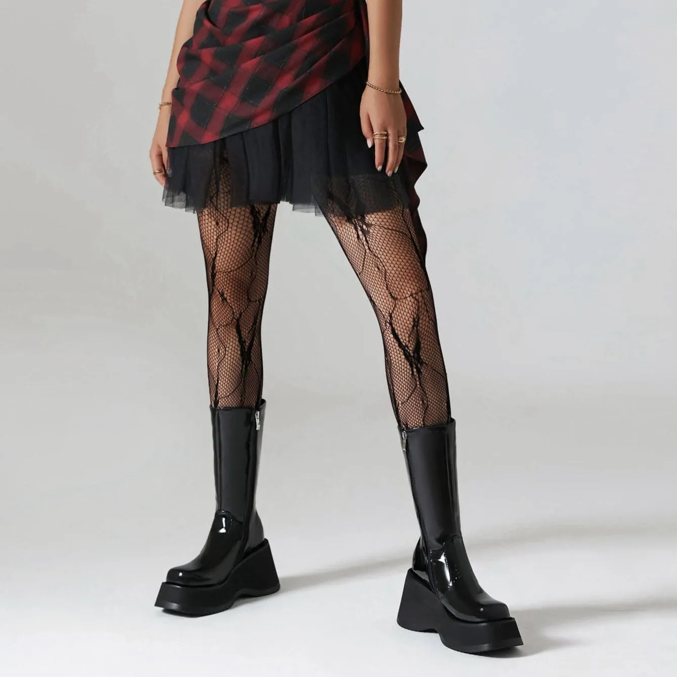 Women's Goth Platform Wedge Boots, Comfortable Chunky Mid Heel Combat Boots, Cute Gothic Ankle Boots Shoes