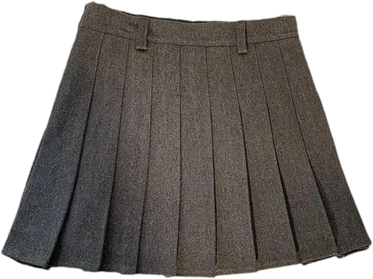 Women's High Waist Pleated Skirt  Solid Color Mini A-Line All-Match Skirt Athletic Casual Skirts