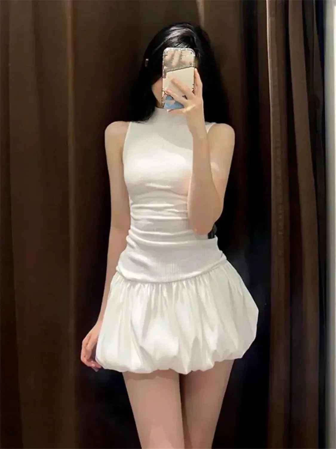 Women's Mini Skirts Classic Cute Puff High Waist Pleated Short Bubble Lantern Skirt