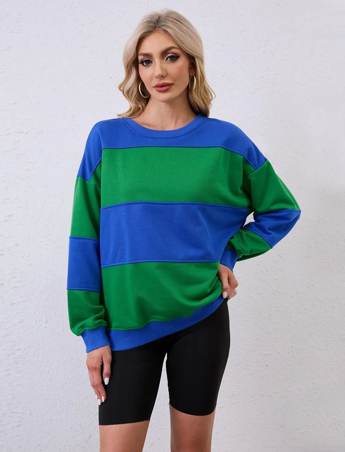 Womens Oversized Sweatshirts Long Sleeve Loose Fit Solid Color Pullover Tops Casual Comfy Fall Fashion Clothes 2024