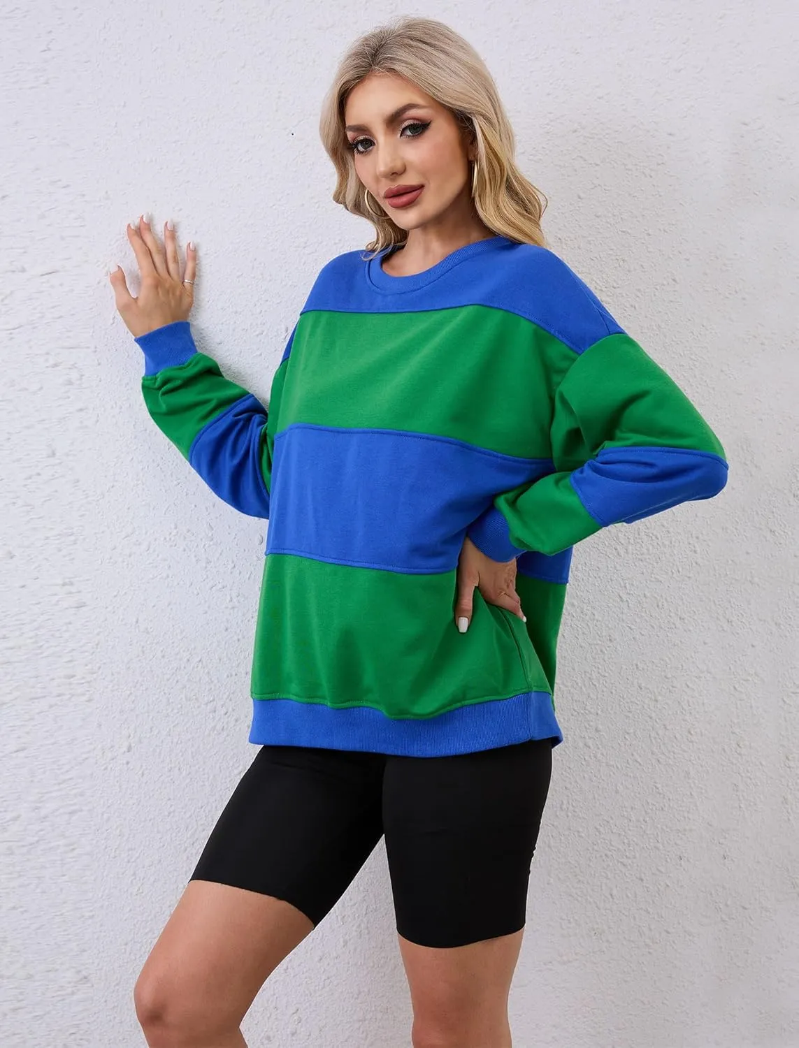 Womens Oversized Sweatshirts Long Sleeve Loose Fit Solid Color Pullover Tops Casual Comfy Fall Fashion Clothes 2024