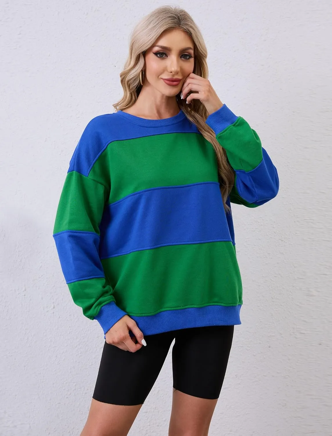 Womens Oversized Sweatshirts Long Sleeve Loose Fit Solid Color Pullover Tops Casual Comfy Fall Fashion Clothes 2024