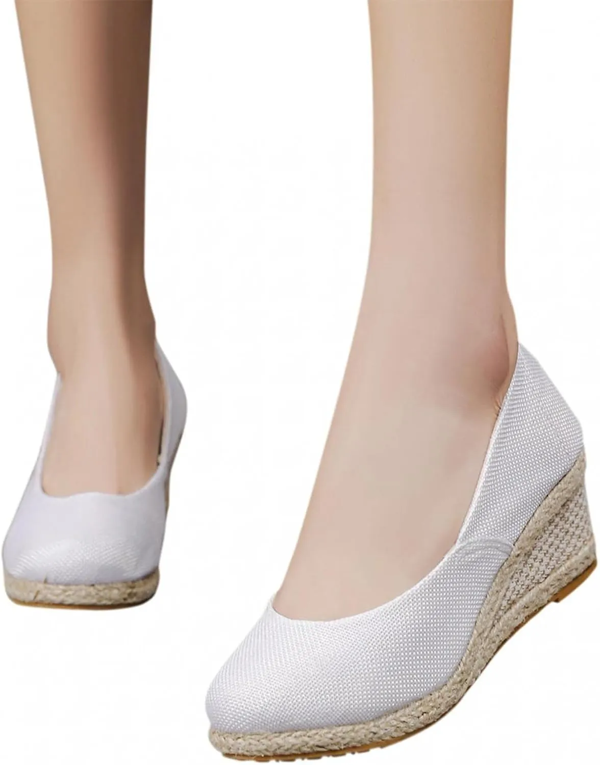 Women's Platform Espadrilles Wedge Sandals Pointed Toe Heels Shoes Solid Color Slip On Shoe Casual Summer Slide Shoes Canvas Wedges Sandal Comfortable Closed Toe Sandal for Daily Wear