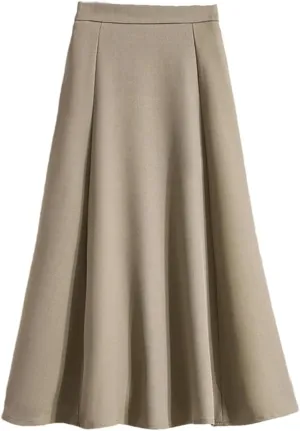 Women's Spring and Summer Solid Color High Waist Skirt Korean Loose Casual A-Line Midi Ball Gown Skirts