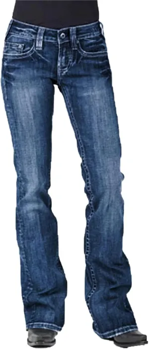 Women's Washed Boyfriends Wide Leg Jeans Stretch Casual Slim Fit Denim Pants Vintage Straight Jean Trousers