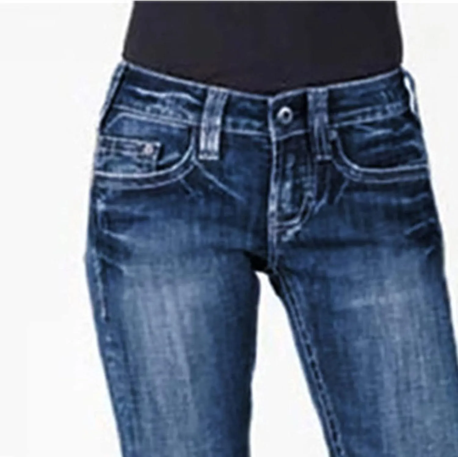Women's Washed Boyfriends Wide Leg Jeans Stretch Casual Slim Fit Denim Pants Vintage Straight Jean Trousers