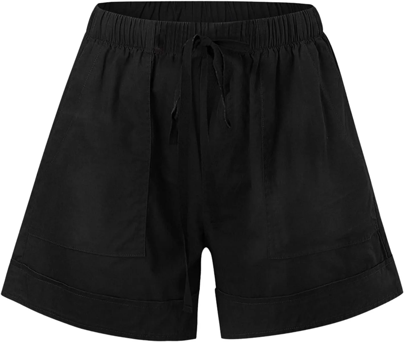 Women's Wide Leg Shorts Without Pockets Lightweight High Waisted Adjustable Tie Knot Loose Summer Cute Trousers