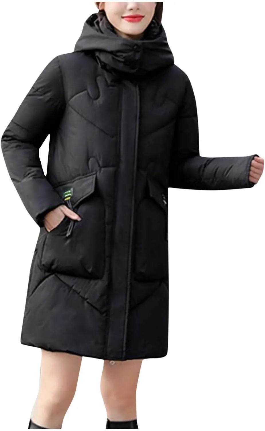 Women's Winter Long Puffer Coats Hooded Zip Up Casual Thickened Down Jackets 2024 Trendy Warm Clothes Outerwear