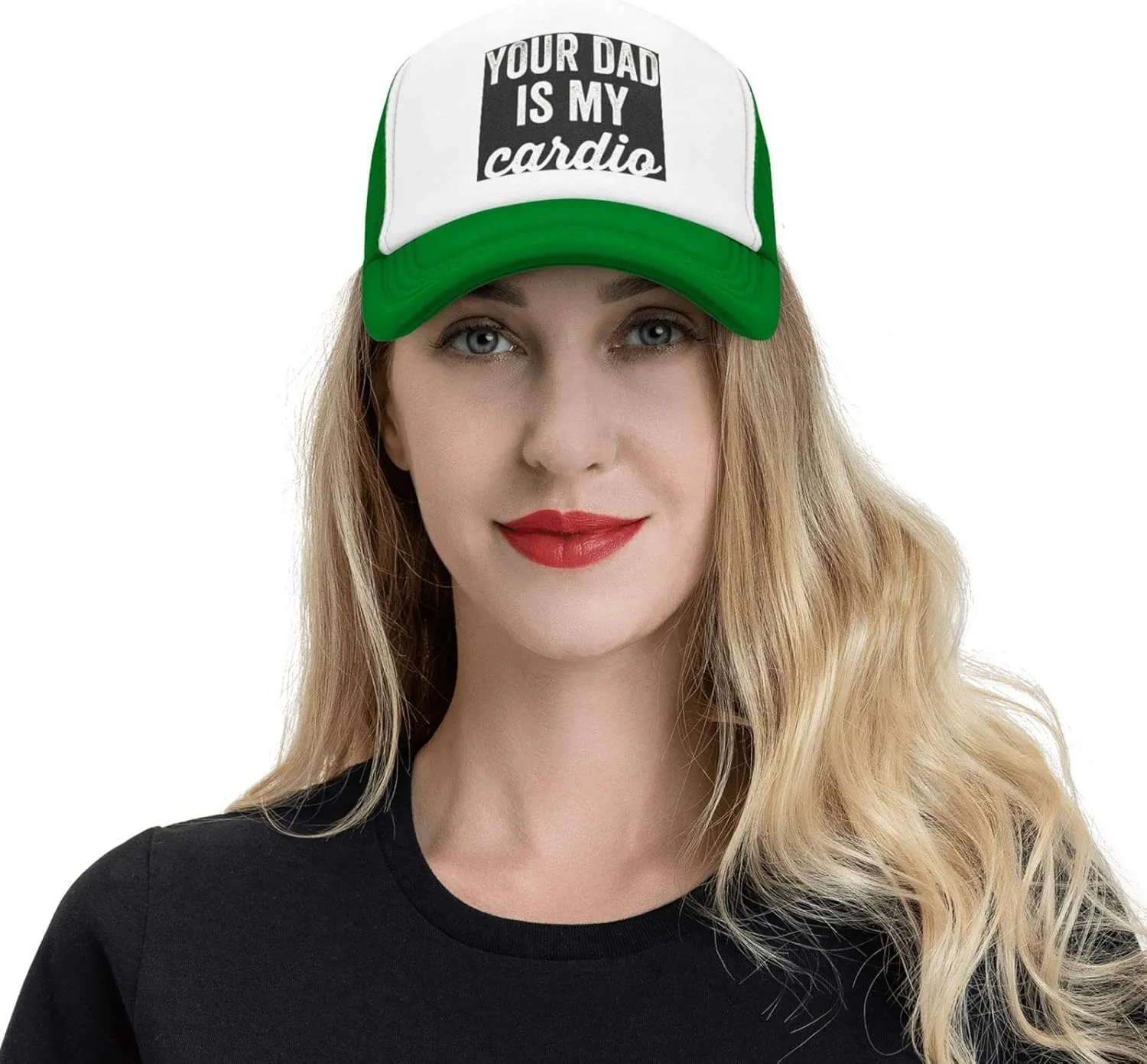 Your Dad is My Cardio Trucker Hat Mesh Baseball Cap Women Cowboy Hat Men Dad Hat Adjustable Sun Hat Snapback Hat Black