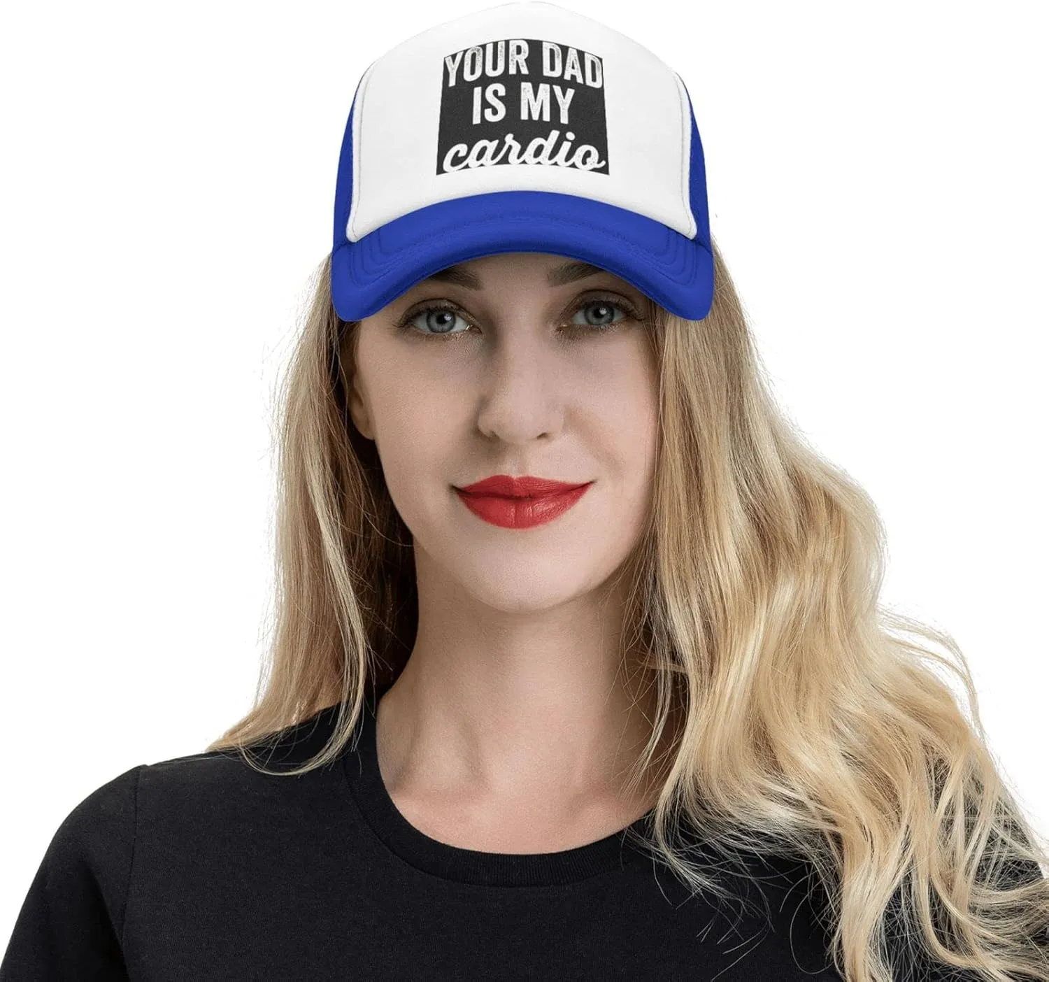 Your Dad is My Cardio Trucker Hat Mesh Baseball Cap Women Cowboy Hat Men Dad Hat Adjustable Sun Hat Snapback Hat Black