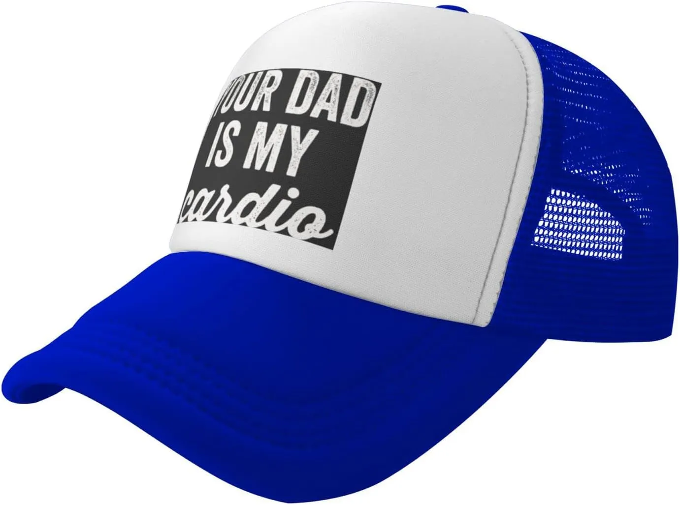 Your Dad is My Cardio Trucker Hat Mesh Baseball Cap Women Cowboy Hat Men Dad Hat Adjustable Sun Hat Snapback Hat Black
